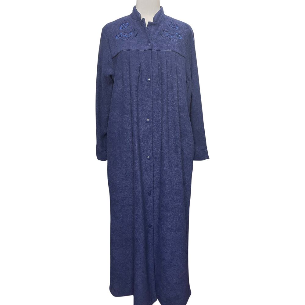 NWT - Miss Elaine at Home Royal Blue Snap Up Robe